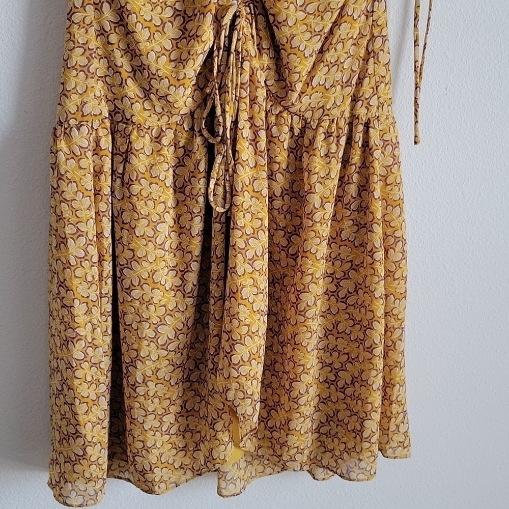 Essue mustard yellow floral Botanical Cottagecore Peasant dress size S - Picture 3 of 8